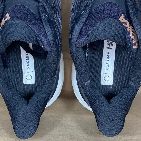 Hoka One One Clifton 9 Women Sz 9.5B Black Rose Gold Running Sneaks 1127896 BRGL - Picture 10 of 11